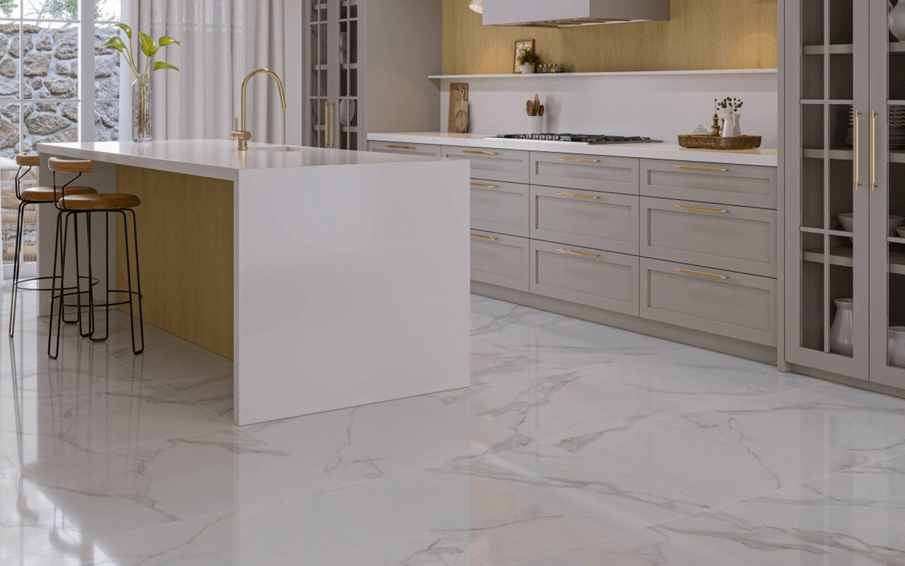 Cozinha com revestimento Place PO e Mirante Noz