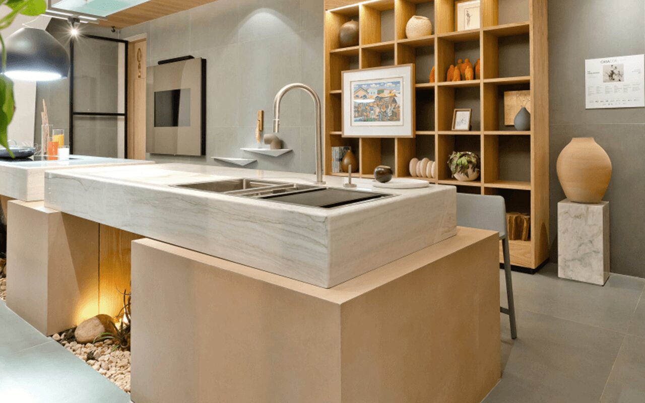 Cozinha com revestimento Guache Agave