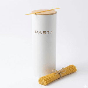 Porta Espaguete Metal com Tampa de Bambu Organizador 2,45L Cozinha