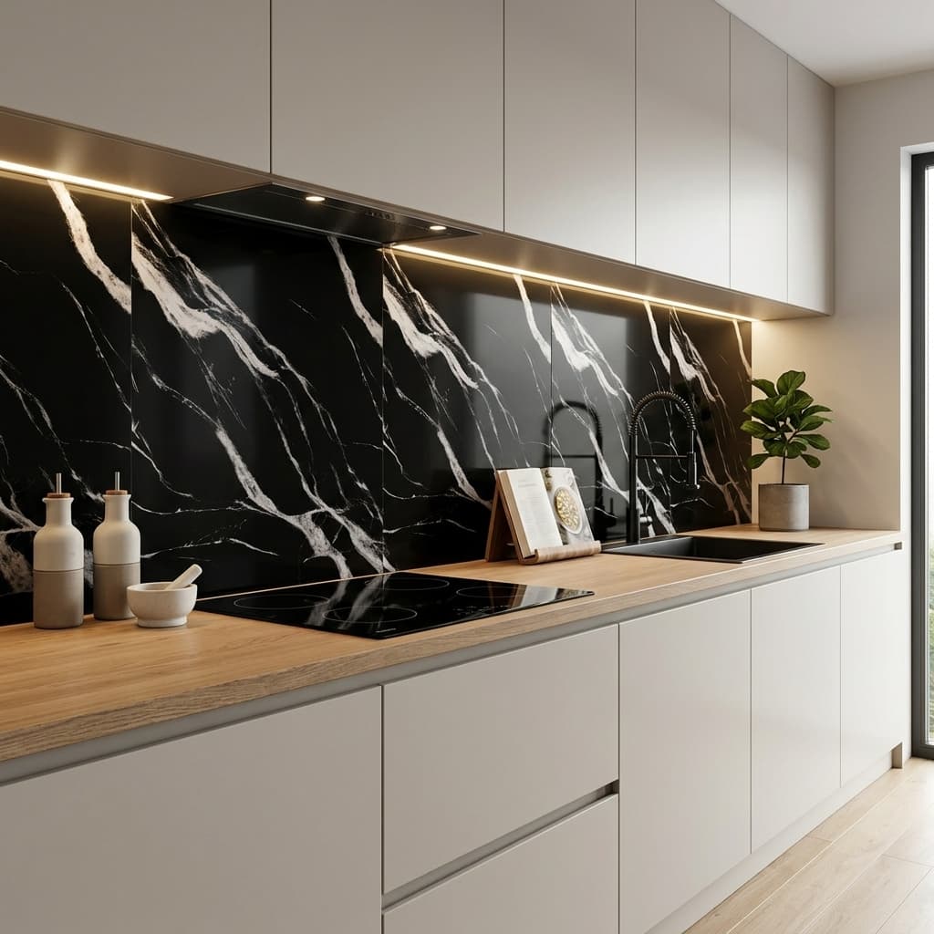 Papel de Parede Mármore Preto Autocolante 60x60 Painel Flexivel - Imagem 5