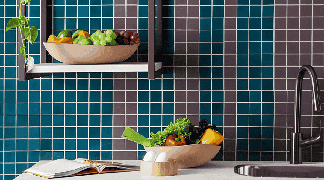 Pastilhas de porcelana limpas em parede de cozinha